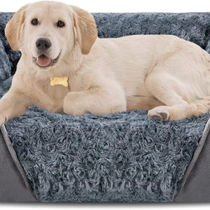 Large Dog Bed for Large Medium Small Dogs, Rectangle Washable Orthopedic Dog Bed, Soft Calming Sleeping Puppy Bed Durable Pet Cuddler with Anti-Slip Bottom L(30"x24"x9")